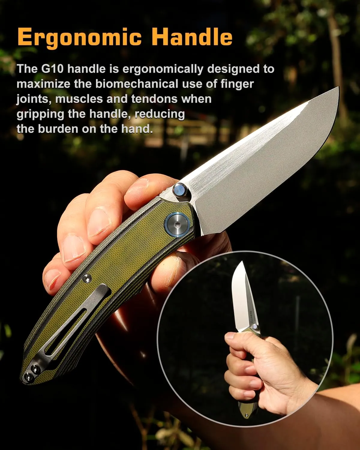 Wild Species Tactical Folding Knife,14C28N Blade 3.55" G10 Handle,Front Flipper EDC Knives with Thumb Studs Opener,Outdoor Camping Hiking Knife