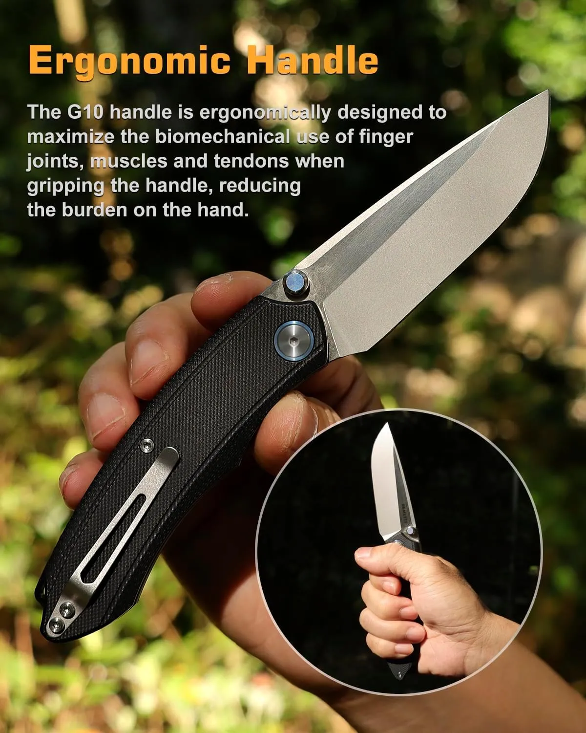 Wild Species Tactical Folding Knife,14C28N Blade 3.55" G10 Handle,Front Flipper EDC Knives with Thumb Studs Opener,Outdoor Camping Hiking Knife
