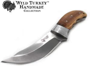 Wild Turkey Handmade Collection 9.5" Heavy Duty Fixed Blade Hunting Knife - Leather Sheath Included (BW)