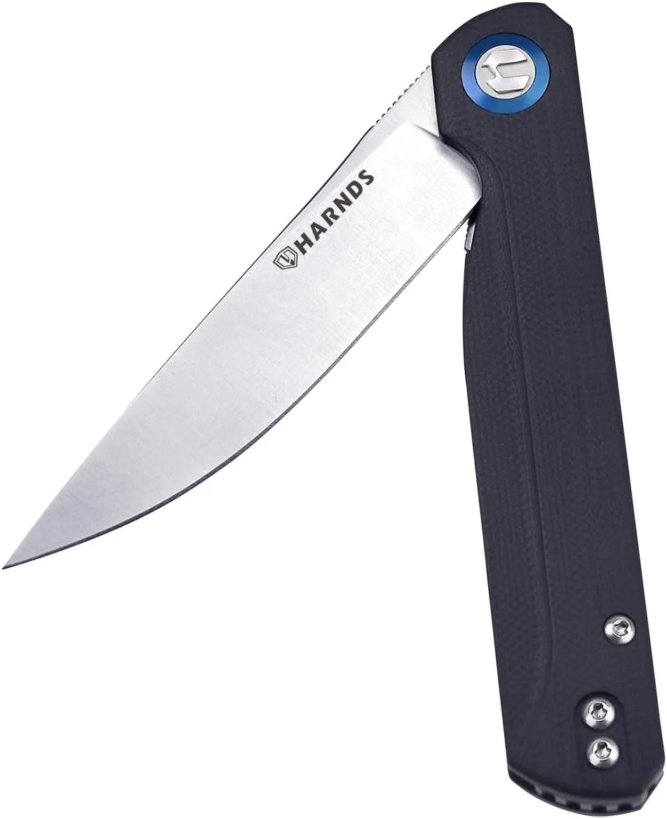 Wind Pocket Knife Flipper Sandvik Steel G10 Handle Folding Knife Ball Bearing with 2-Position Clip for Camping Survival and EDC (Black)