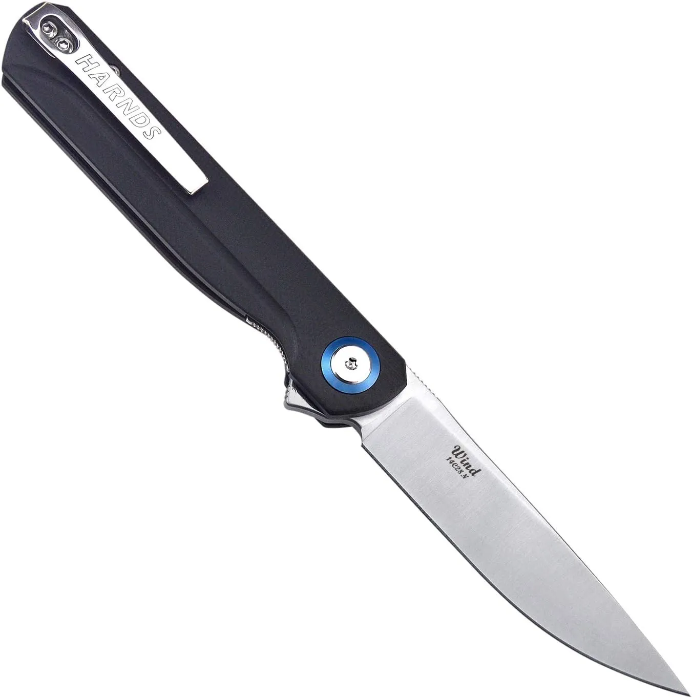 Wind Pocket Knife Flipper Sandvik Steel G10 Handle Folding Knife Ball Bearing with 2-Position Clip for Camping Survival and EDC (Black)