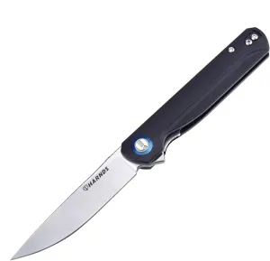 Wind Pocket Knife Flipper Sandvik Steel G10 Handle Folding Knife Ball Bearing with 2-Position Clip for Camping Survival and EDC (Black)