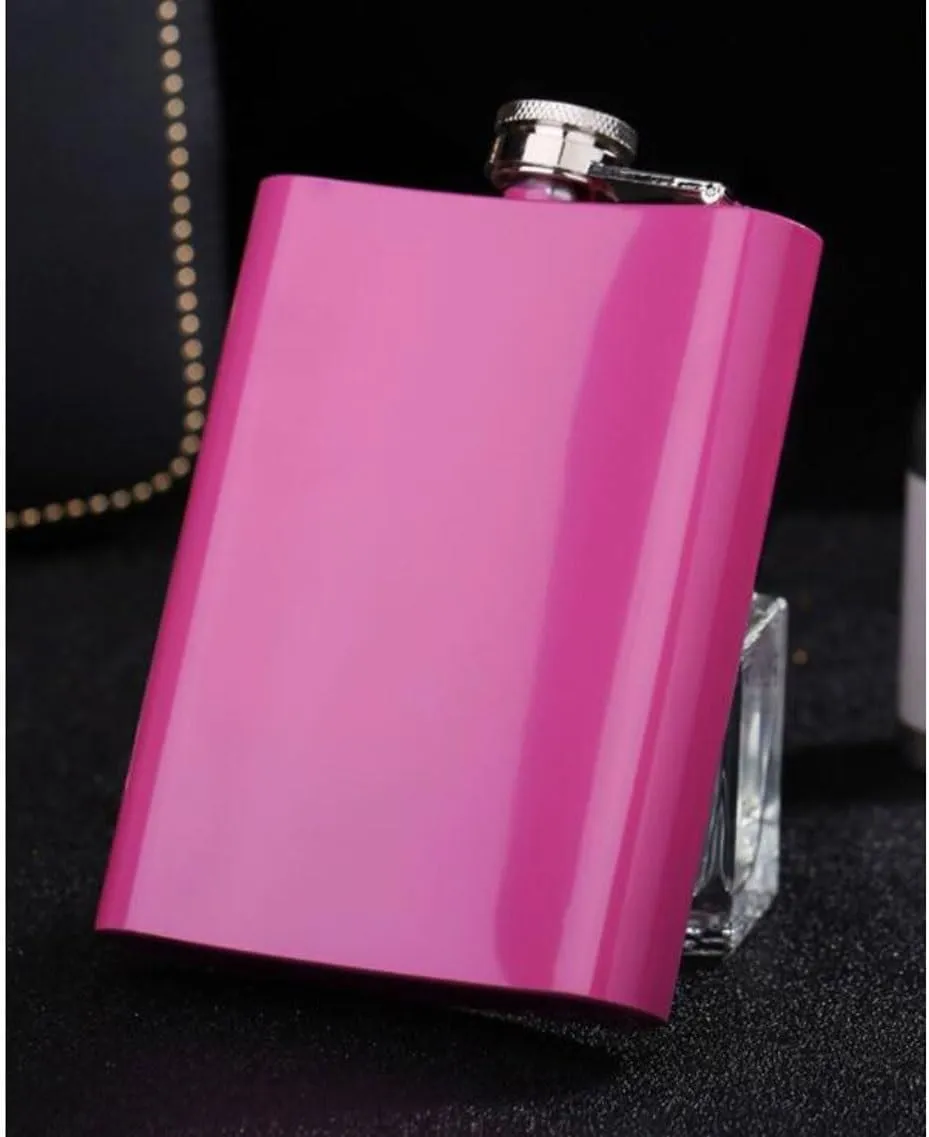 Women Portable Travel Small Flasks Stainless Steel Flasks with Funnel Wedding Party Birthdays 8Oz(B)
