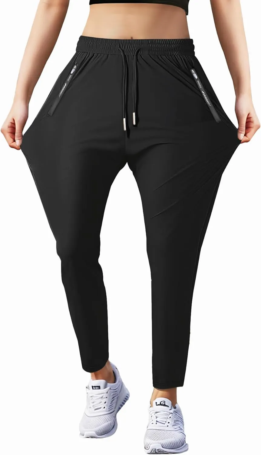 Women's Outdoor Hiking Pants Lightweight Comfortable Breathable Quick Dry Stretchy Running Athletic Pants with Zipper Pocket