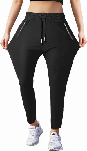 Women's Outdoor Hiking Pants Lightweight Comfortable Breathable Quick Dry Stretchy Running Athletic Pants with Zipper Pocket