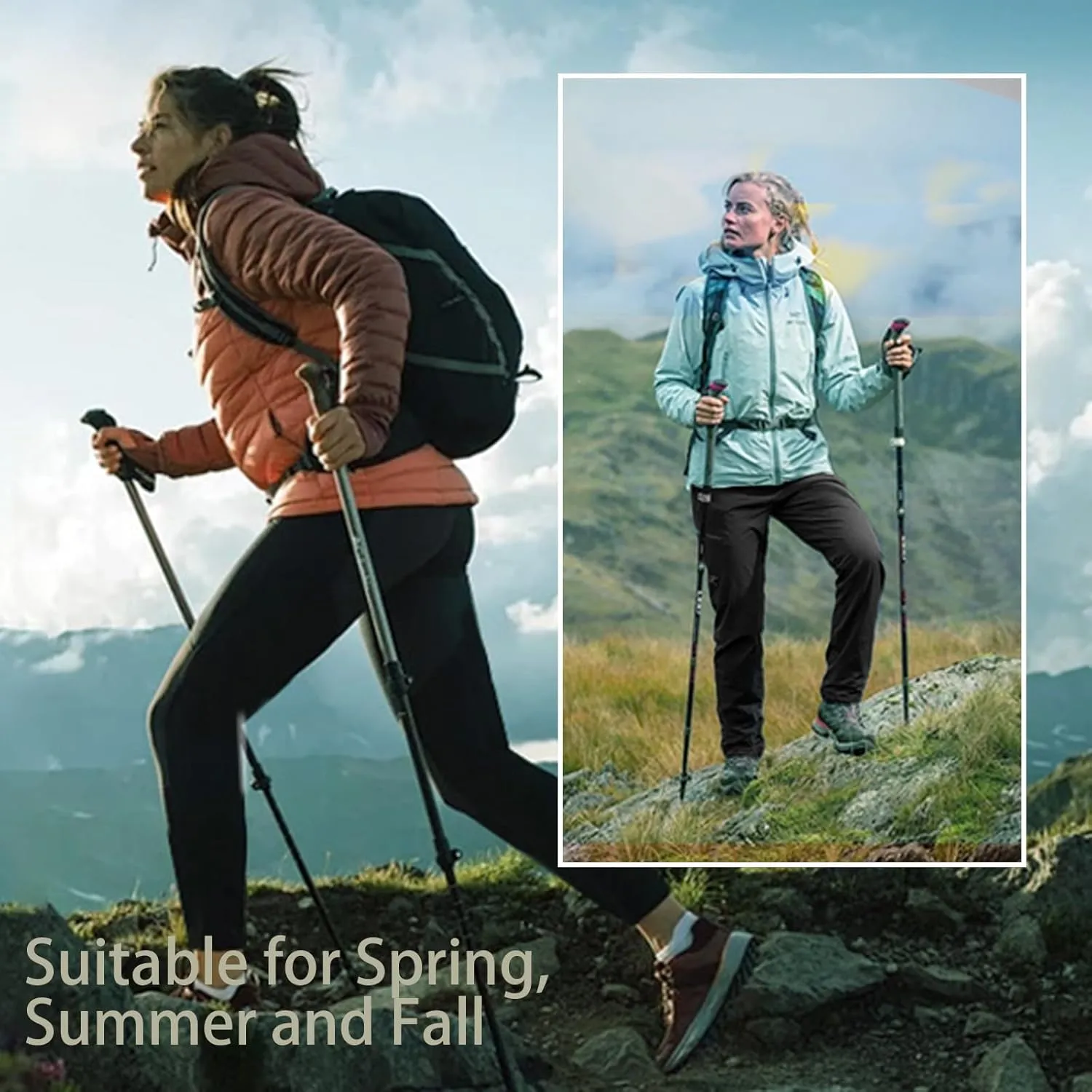 Women's Outdoor Hiking Pants Lightweight Comfortable Breathable Quick Dry Stretchy Running Athletic Pants with Zipper Pocket