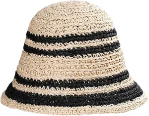 Womens Straw Sun Hat Woven Bucket Hat Fishing Hat Beach Hat Foldable Cap Summer Caps