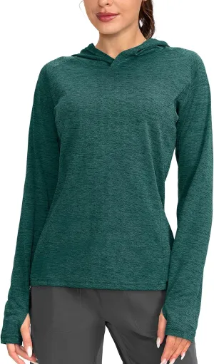 Women's UPF 50  Sun Protection Shirt Long Sleeve Lightweight Hoodie UV Shirts for Women Hiking Fishing Outdoor