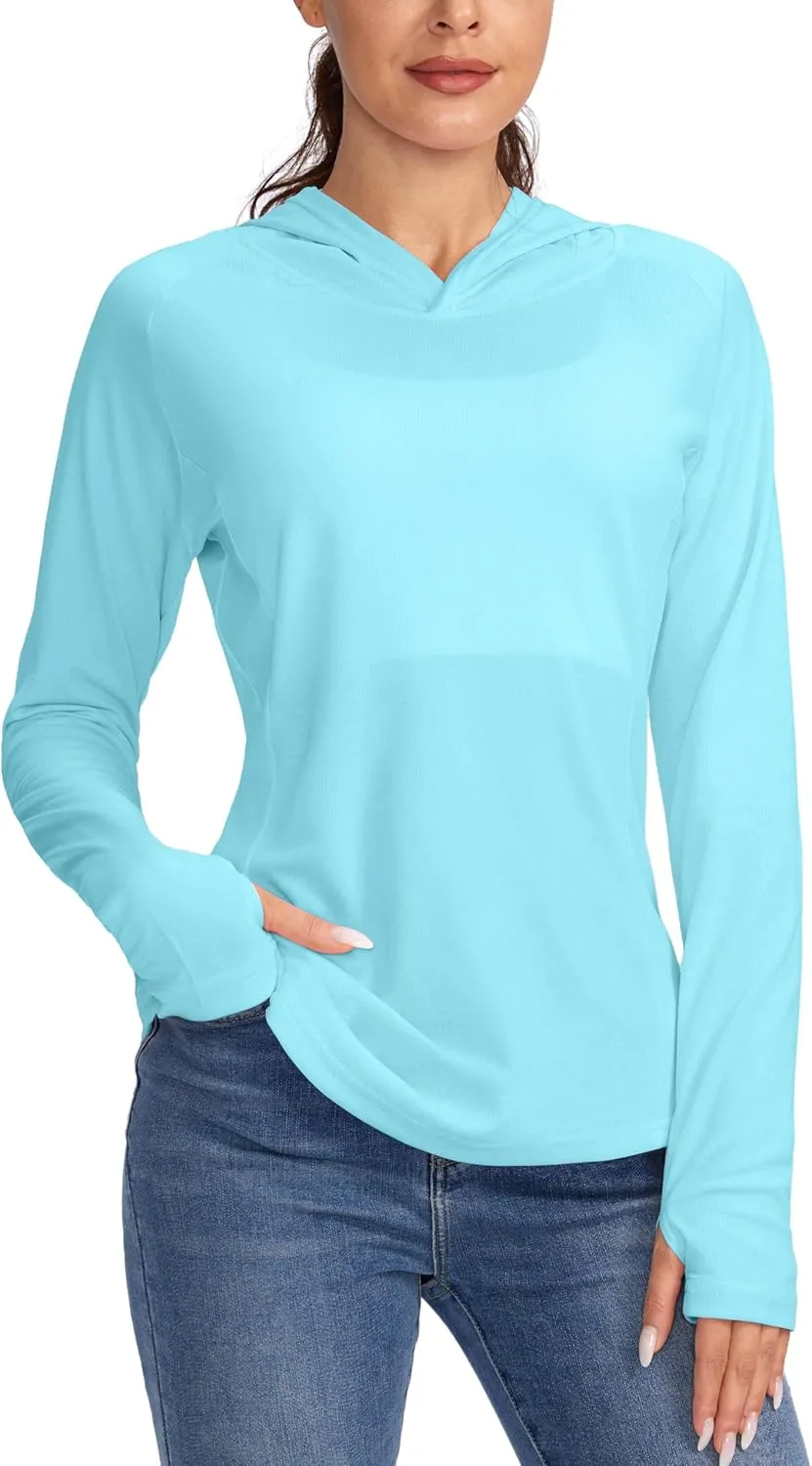 Women's UPF 50  Sun Protection Shirt Long Sleeve Lightweight Hoodie UV Shirts for Women Hiking Fishing Outdoor