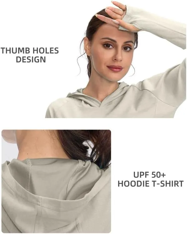 Women's UPF 50  Sun Protection Shirt Long Sleeve Lightweight Hoodie UV Shirts for Women Hiking Fishing Outdoor