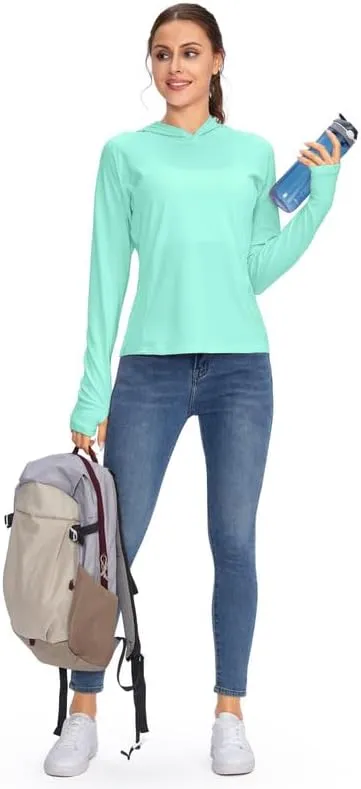 Women's UPF 50  Sun Protection Shirt Long Sleeve Lightweight Hoodie UV Shirts for Women Hiking Fishing Outdoor