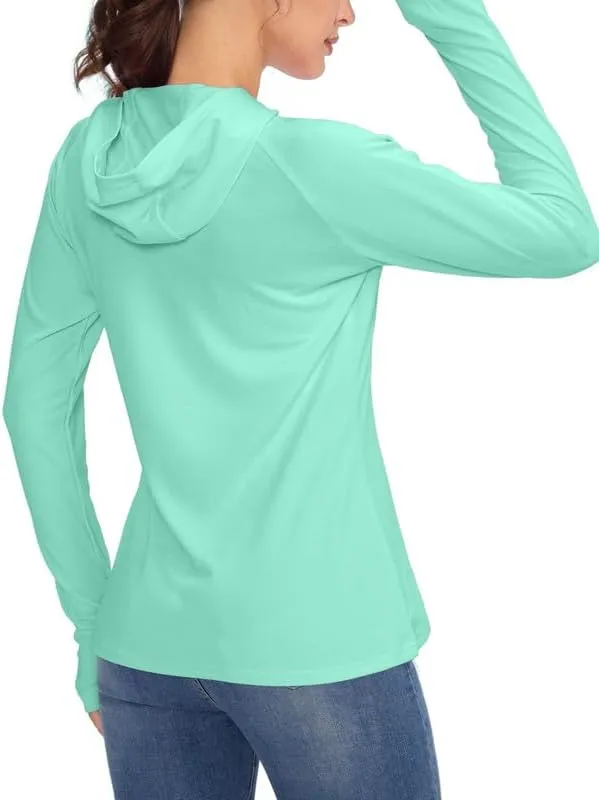 Women's UPF 50  Sun Protection Shirt Long Sleeve Lightweight Hoodie UV Shirts for Women Hiking Fishing Outdoor