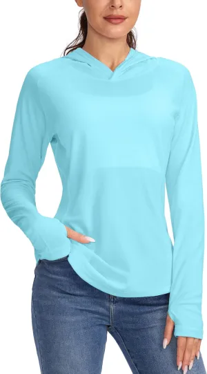 Women's UPF 50  Sun Protection Shirt Long Sleeve Lightweight Hoodie UV Shirts for Women Hiking Fishing Outdoor
