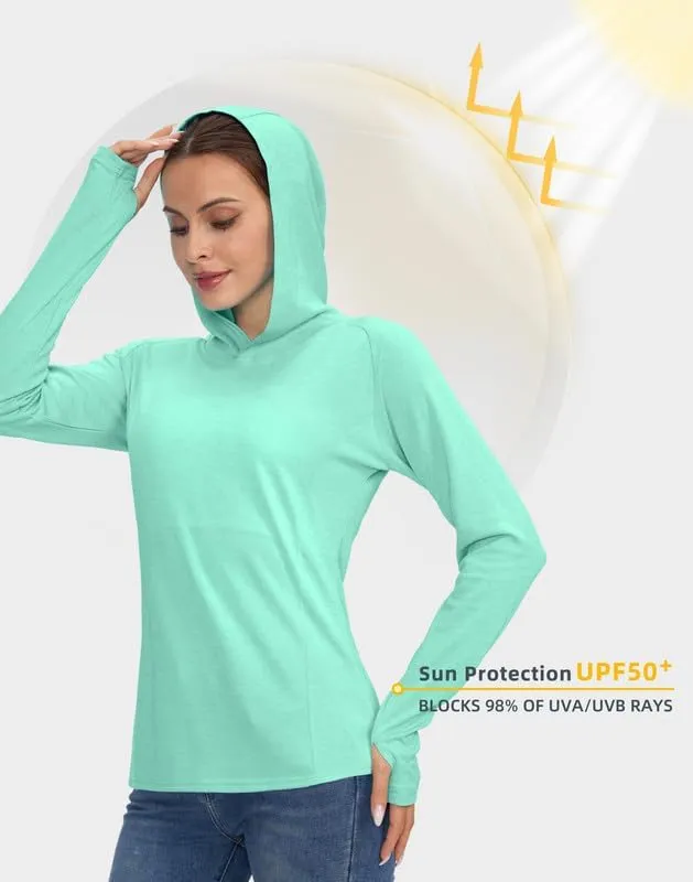 Women's UPF 50  Sun Protection Shirt Long Sleeve Lightweight Hoodie UV Shirts for Women Hiking Fishing Outdoor