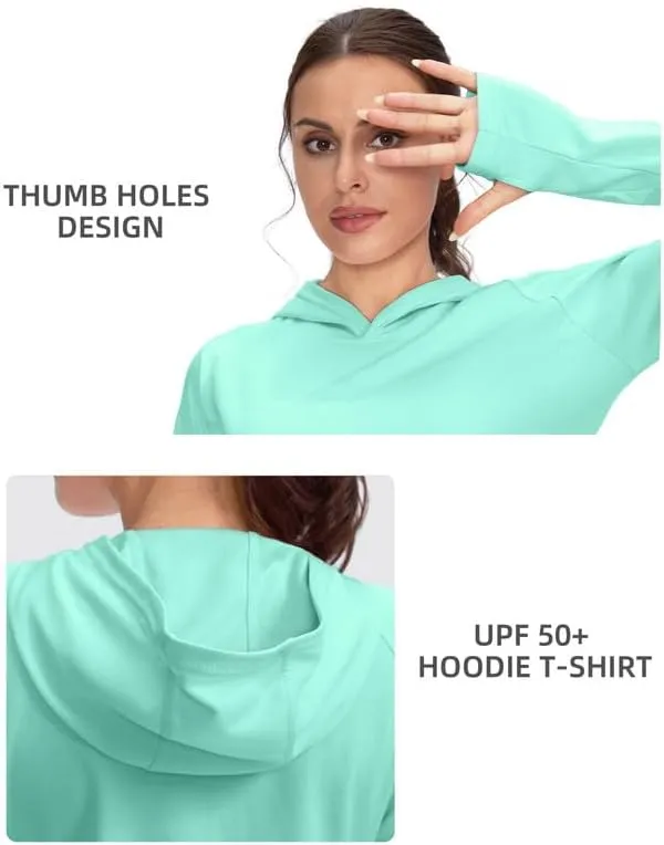 Women's UPF 50  Sun Protection Shirt Long Sleeve Lightweight Hoodie UV Shirts for Women Hiking Fishing Outdoor