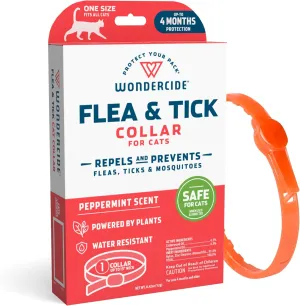 Wondercide - Flea and Tick Cat Collar - Flea, Tick, and Mosquito Repellent, Prevention for Cats - with Natural Essential Oils - Pet and Family Safe - Up to 4 Months Protection
