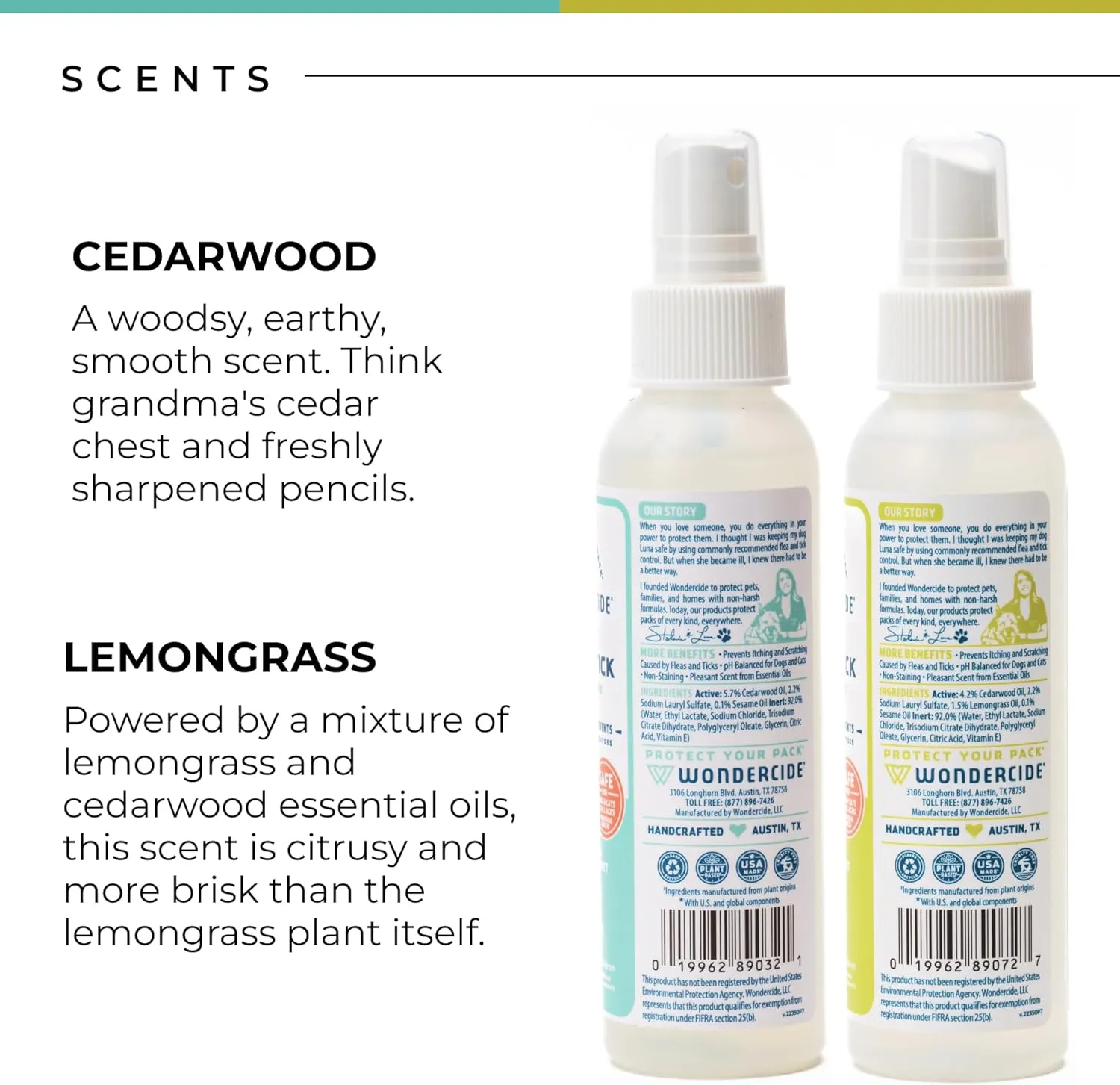 Wondercide - Flea, Tick and Mosquito Spray for Dogs, Cats, and Home - Flea and Tick Killer, Control, Prevention, Treatment - with Natural Essential Oils - 4 oz Lemongrass & Cedarwood 2-Pack