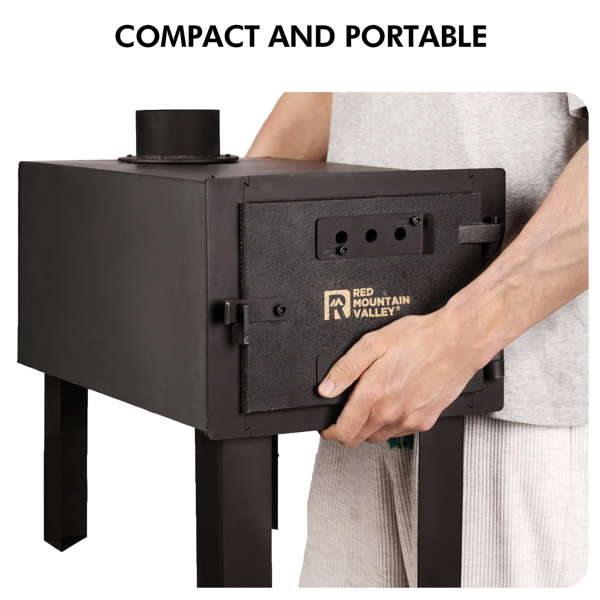 Wood Burning Camp Stove with 6.23ft Chimney, Portable Woodstove, Adjustable Ventilation, for Outdoor Camping and Hunting