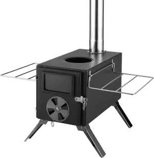 Wood Burning Stove Portable Camping Outdoor Fire Pit Black Stainless Steel Tent Stove for Cooking & Heating Campfire Cooking