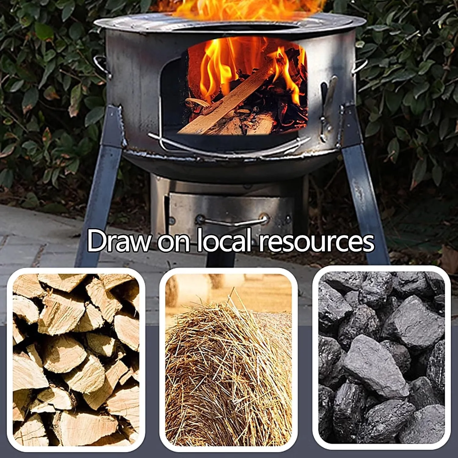 Wood Stove Camping Portable with Chimney Pipe, Tent Stoves Wood Burning, Wood Burning Stove Inserts Load Capacity 160kg for Patio Field Indoor(48 * 48 * 60cm)