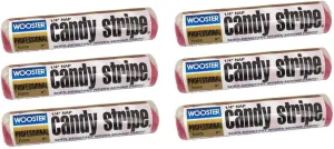 Wooster Brush R209 9 inch Candy Stripe Roller Cover 1/4 inch Nap, Pack of 6