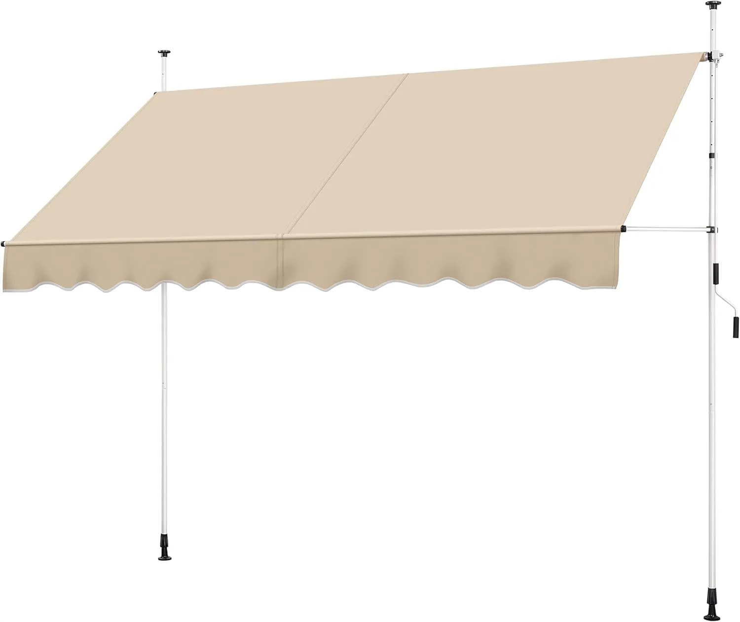 Yaheetech Manual Retractable Awning, 118"×118" Outdoor Sunshade Shelter Angle & Height Adjustable NO Drilling Patio Door Window Awnings, Canopy with UV Protection for Backyard, Beige