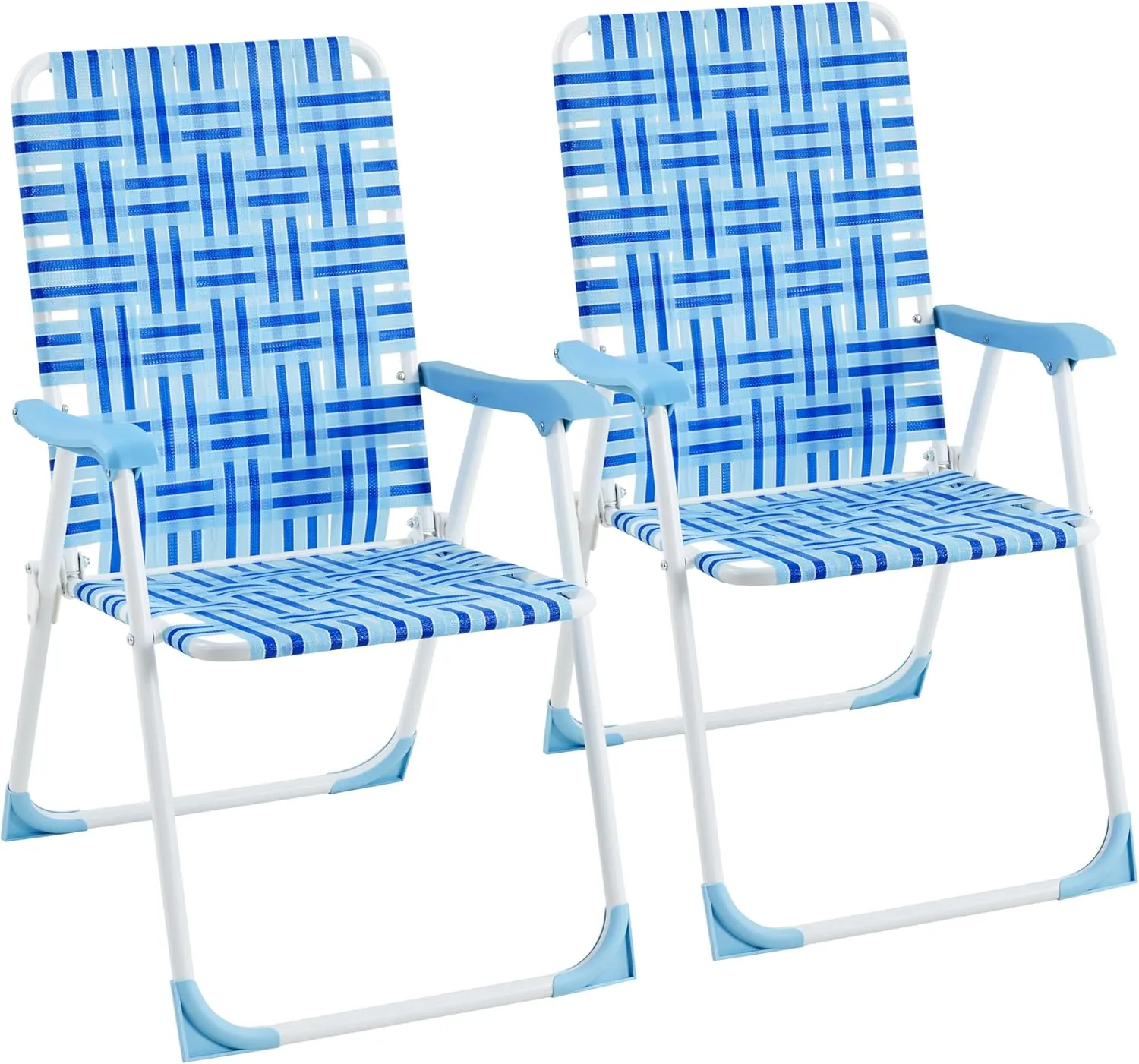 Yaheetech Patio Webbed Lawn Chairs, Outdoor Nylon Fabric Portable Camping Chair Folding Dining Chairs for Beach Yard Garden