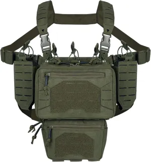 YAKEDA Tactical Chest Mini Rig Vest with Magazine Pouch Adjustable Detachable Laser-cutting Molle Modular Chest Vest