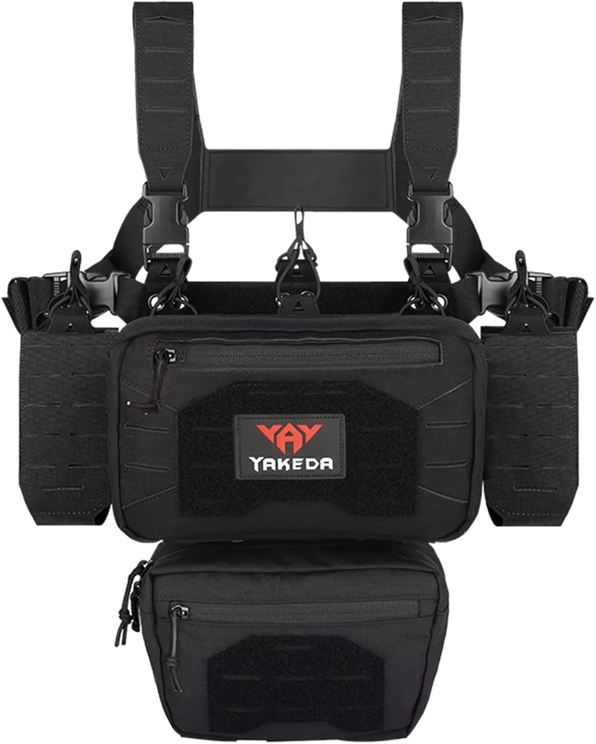 YAKEDA Tactical Chest Mini Rig Vest with Magazine Pouch Adjustable Detachable Laser-cutting Molle Modular Chest Vest