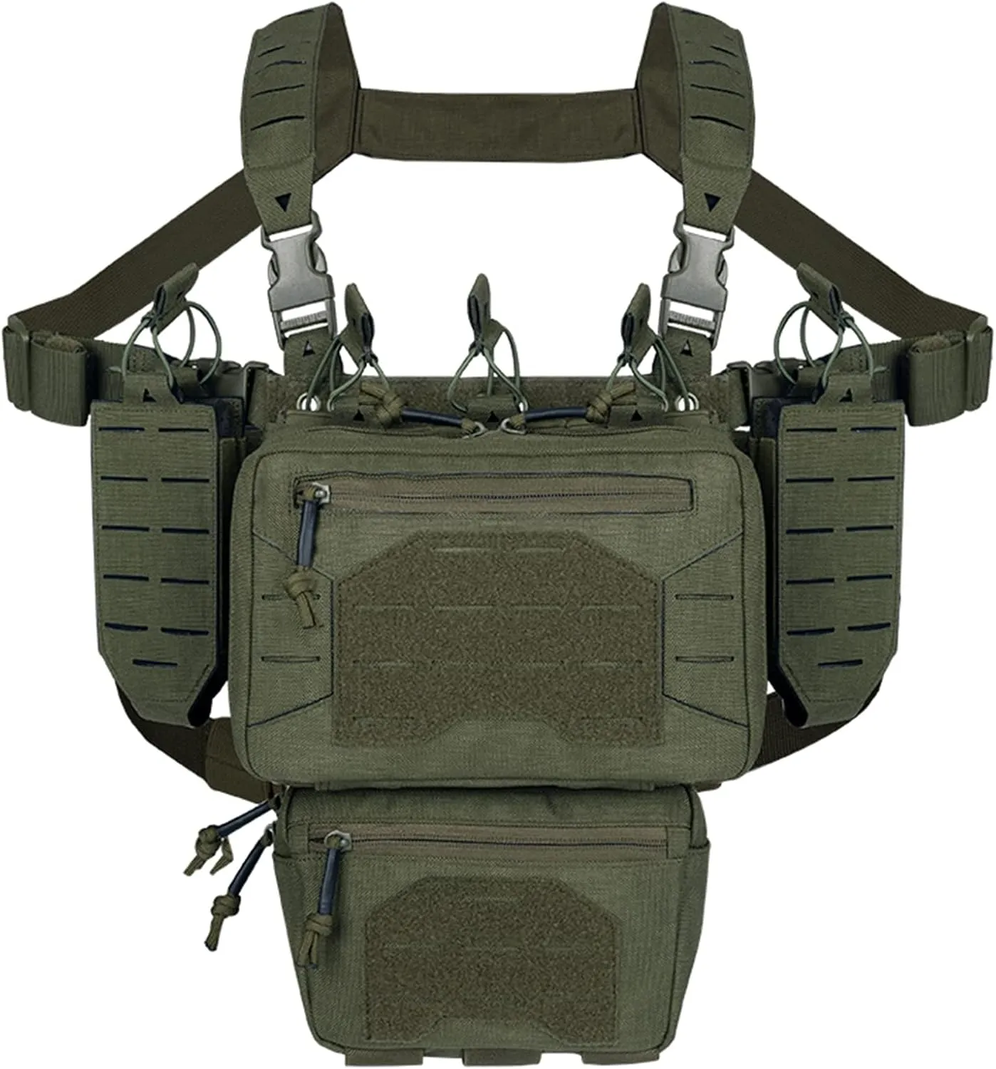 YAKEDA Tactical Chest Mini Rig Vest with Magazine Pouch Adjustable Detachable Laser-cutting Molle Modular Chest Vest