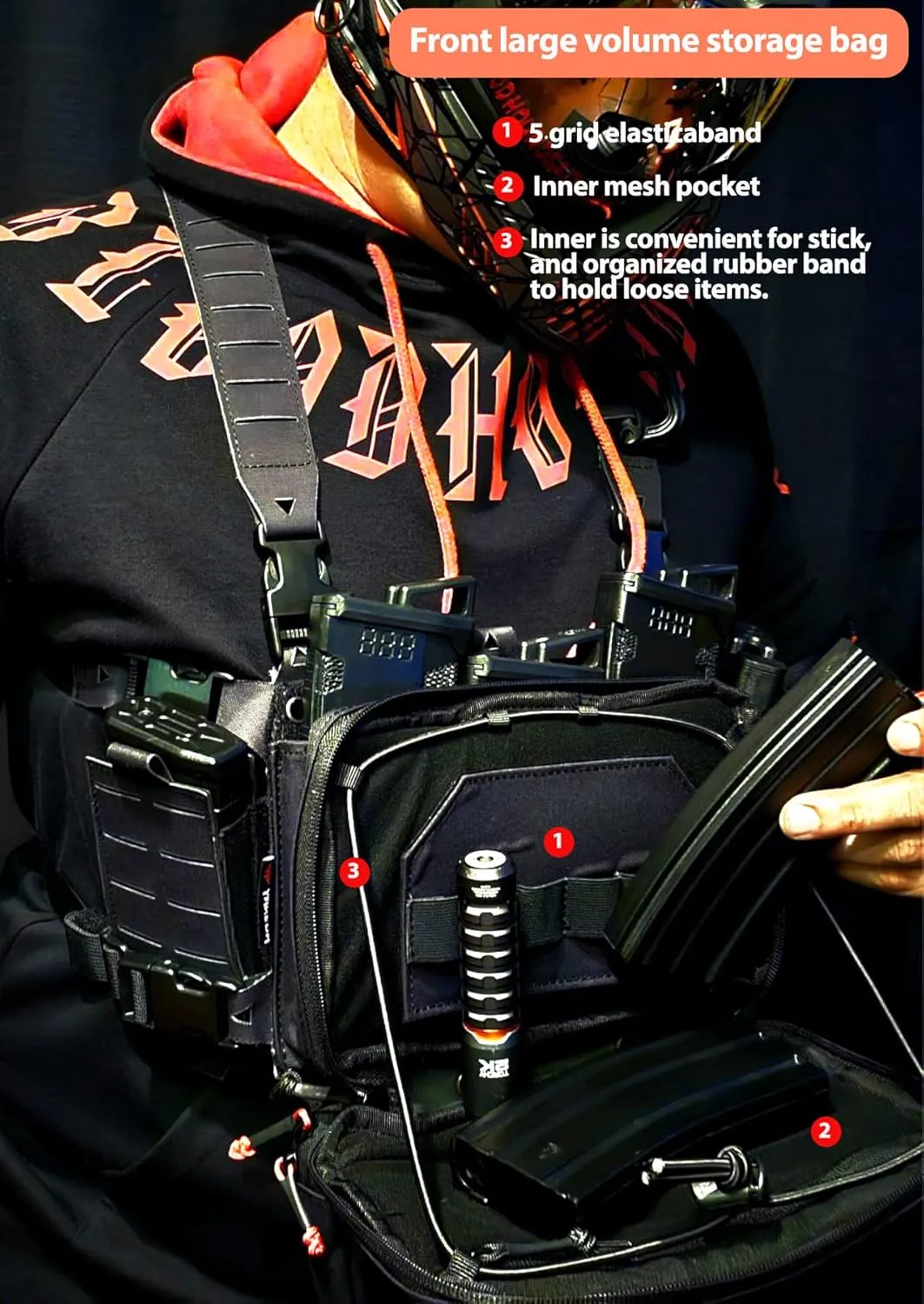 YAKEDA Tactical Chest Mini Rig Vest with Magazine Pouch Adjustable Detachable Laser-cutting Molle Modular Chest Vest