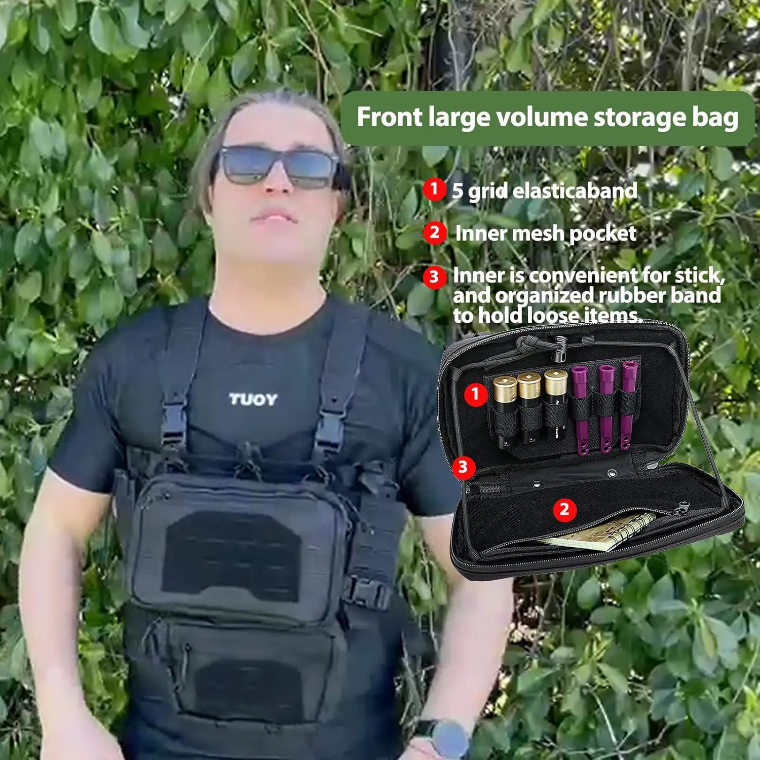 YAKEDA Tactical Chest Mini Rig Vest with Magazine Pouch Adjustable Detachable Laser-cutting Molle Modular Chest Vest