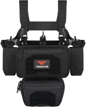 YAKEDA Tactical Chest Mini Rig Vest with Magazine Pouch Adjustable Detachable Laser-cutting Molle Modular Chest Vest