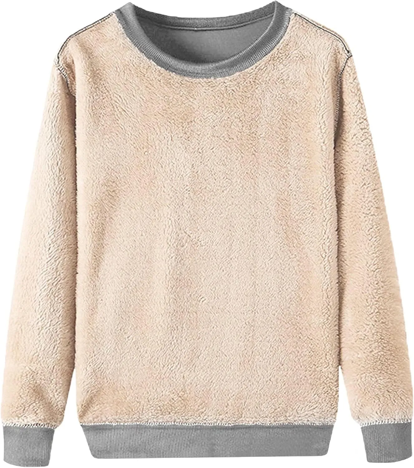 Yeokou Mens Fashion Warm Fleece Crewneck Sweatshirt Thick Sherpa Lined Pullover Tops