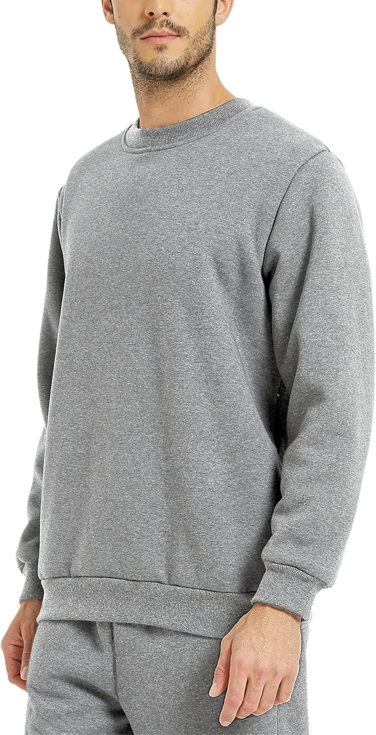 Yeokou Mens Fashion Warm Fleece Crewneck Sweatshirt Thick Sherpa Lined Pullover Tops