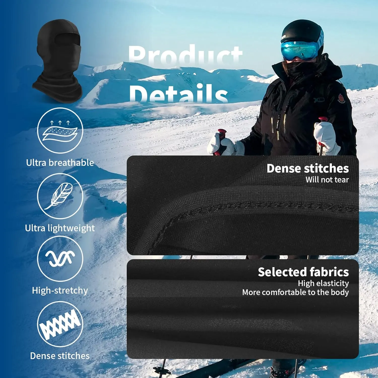 YESLIFE Ski Mask, Face Mask for Men and Women – Skiing, Snowboarding, Motorcycle, UV Protection & Wind Protection