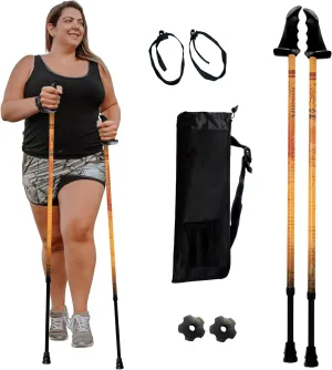 York Nordic Big and Tall Motivator Walking Poles for Balance and Rehab - 2 Pieces - Strong Push Button Locks, Detachable Rubber Feet, Travel Bag - for Heights 4' up to 7' feet and Weights up to 500lbs