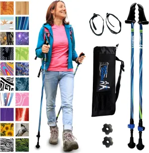 York Nordic Motivator Walking Poles for Balance and Rehab - Patented Stability Grips - Lightweight, Adjustable, and Collapsible - 2 Pieces Adjustable w/flip Locks - Heights 4'6" up to 6'2" - 230 lbs