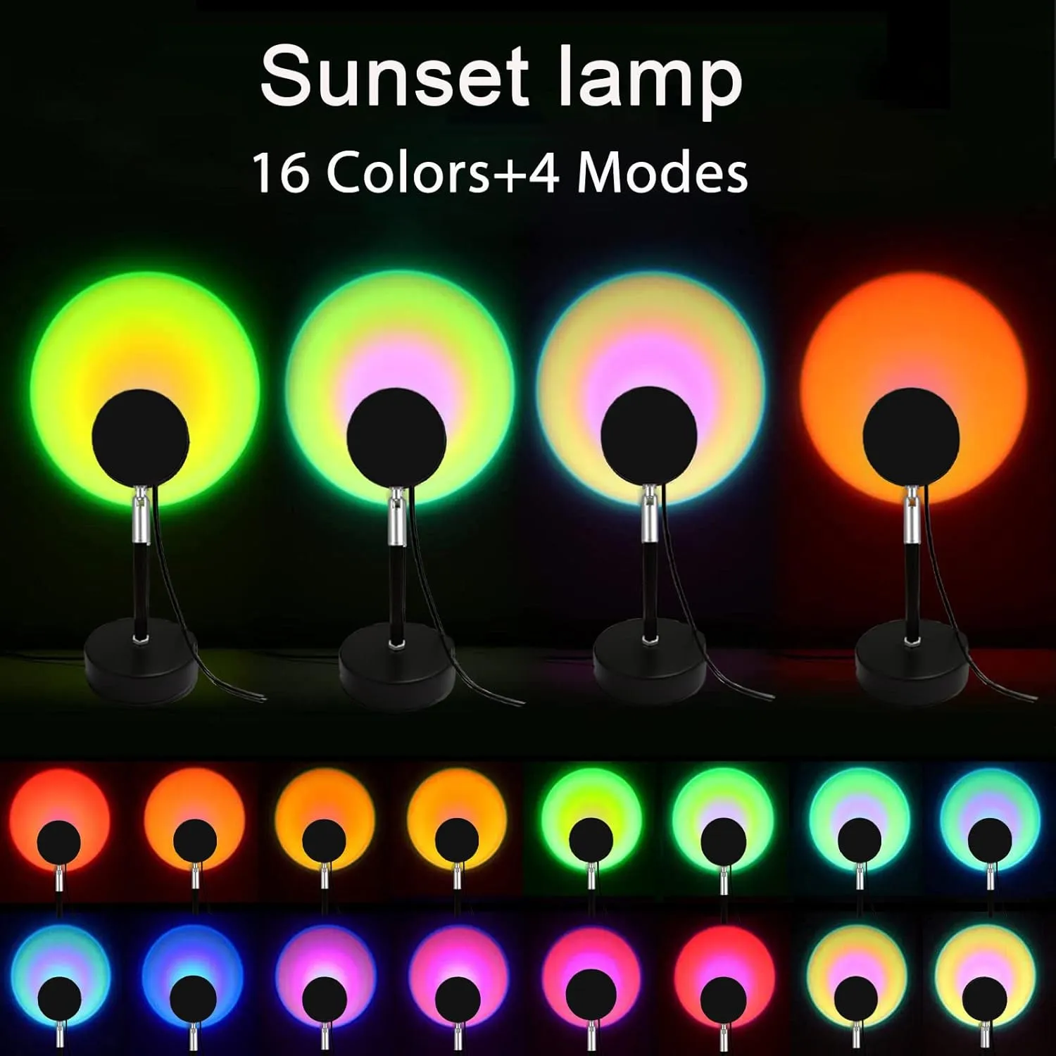 YouOKLight Sunset Lamp Projector, Sunset Projector Light LED 16 Colors Brightness Adjustable Projection Night Light with Remote Control USB Charging for Photography Party Home Living Room Bedroom…
