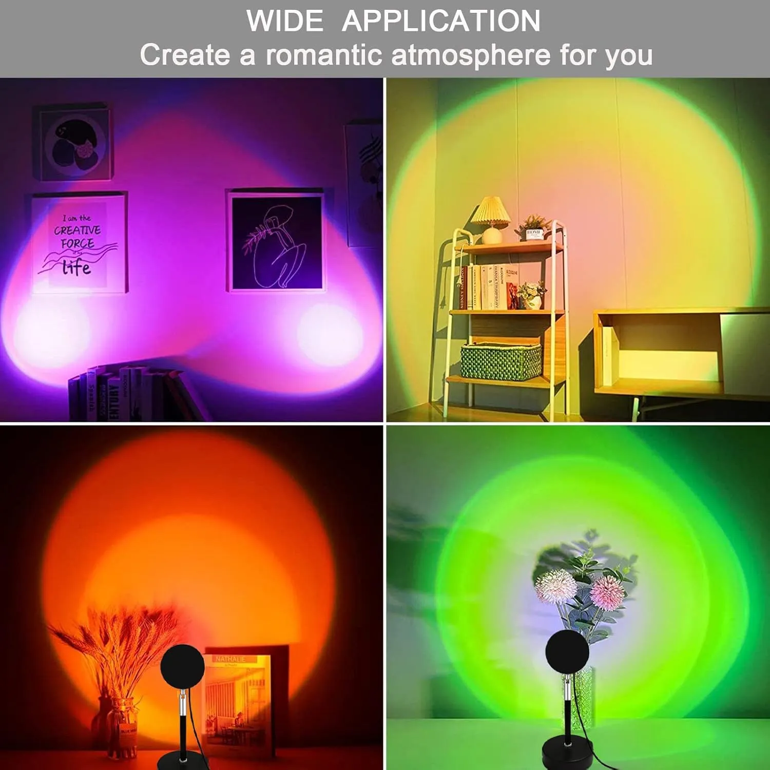 YouOKLight Sunset Lamp Projector, Sunset Projector Light LED 16 Colors Brightness Adjustable Projection Night Light with Remote Control USB Charging for Photography Party Home Living Room Bedroom…