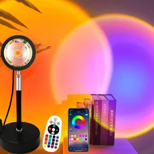 YouOKLight Sunset Lamp Projector, Sunset Projector Light LED 16 Colors Brightness Adjustable Projection Night Light with Remote Control USB Charging for Photography Party Home Living Room Bedroom…