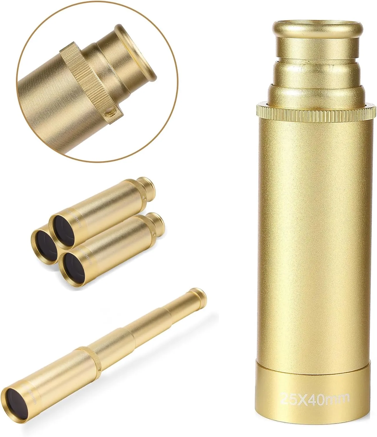 Yourelexit® Pirate Monocular Telescope, 30x40 Handheld Collapsible Brass Telescope for Kids Adults, Zoomable Portable Waterproof Spyglass for Bird Watching Games Travelling Hiking