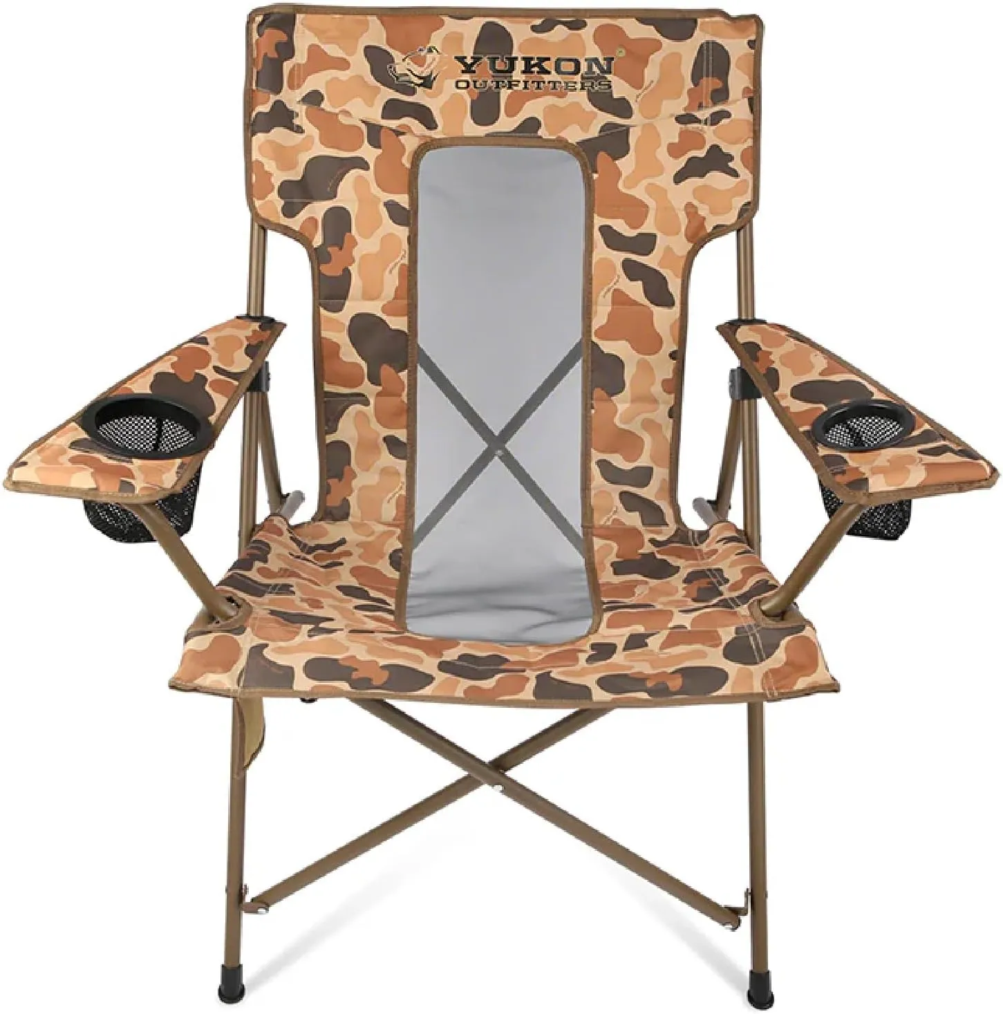 Yukon Outfitters Camp Chair – Heavy-Duty Folding Camping Chair with Durable Steel Frame for Outdoor, Vintage Camo