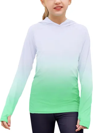 Zaclotre Kids UPF 50  Sun Shirt Girls Quick Dry Sun Protection Clothing Athletic Hoodie with Thumbholes