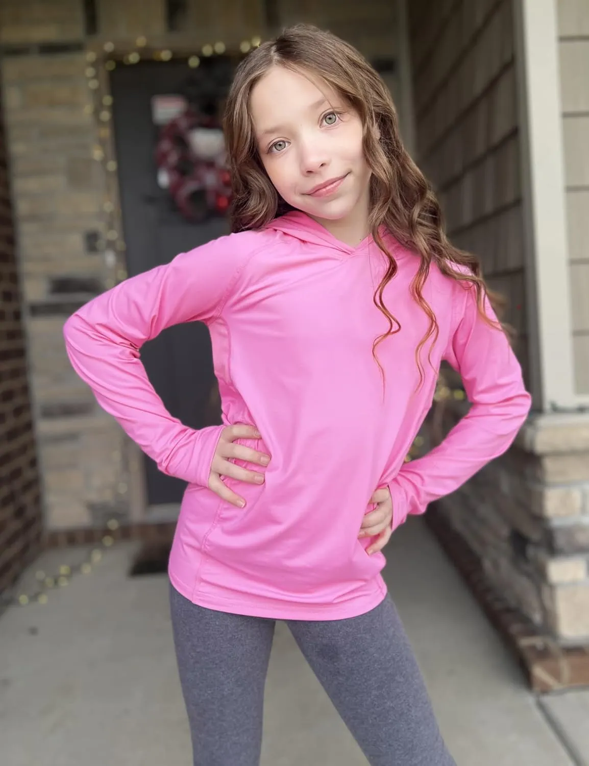 Zaclotre Kids UPF 50  Sun Shirt Girls Quick Dry Sun Protection Clothing Athletic Hoodie with Thumbholes