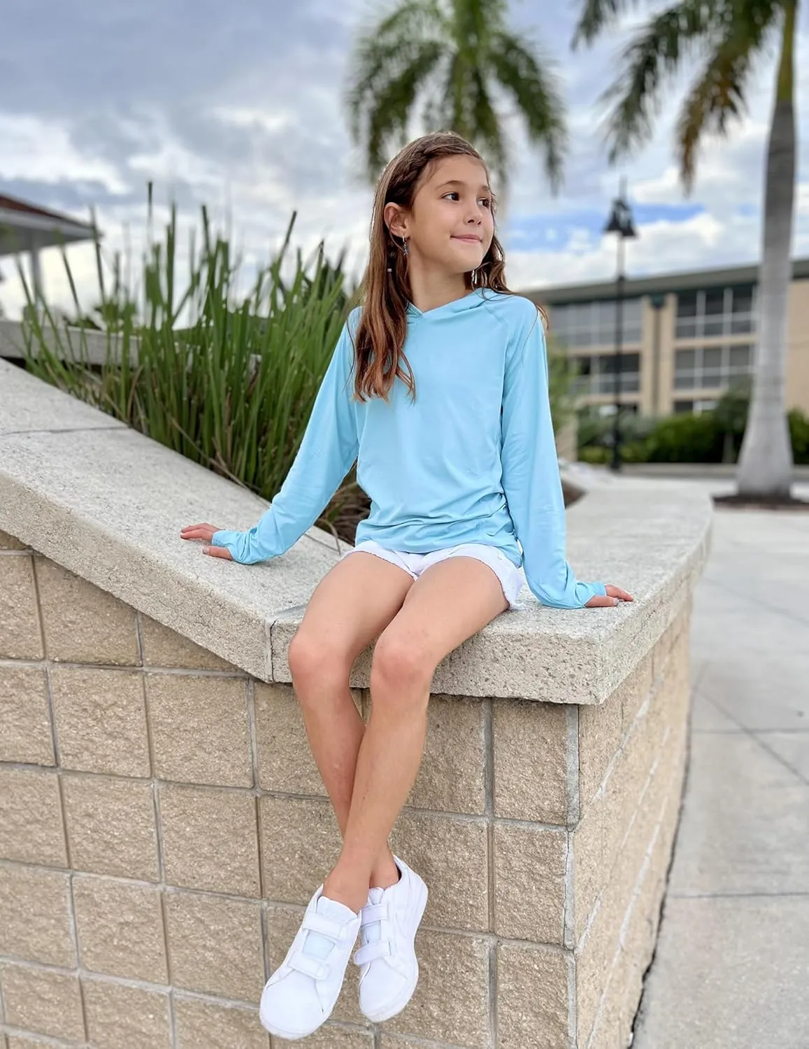 Zaclotre Kids UPF 50  Sun Shirt Girls Quick Dry Sun Protection Clothing Athletic Hoodie with Thumbholes