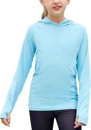 Zaclotre Kids UPF 50  Sun Shirt Girls Quick Dry Sun Protection Clothing Athletic Hoodie with Thumbholes