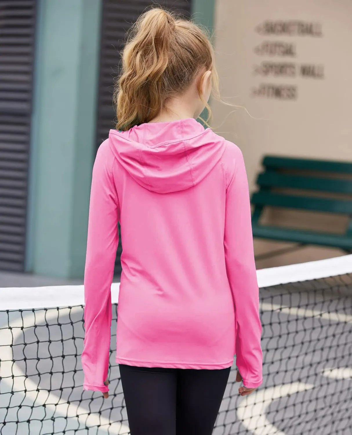 Zaclotre Kids UPF 50  Sun Shirt Girls Quick Dry Sun Protection Clothing Athletic Hoodie with Thumbholes