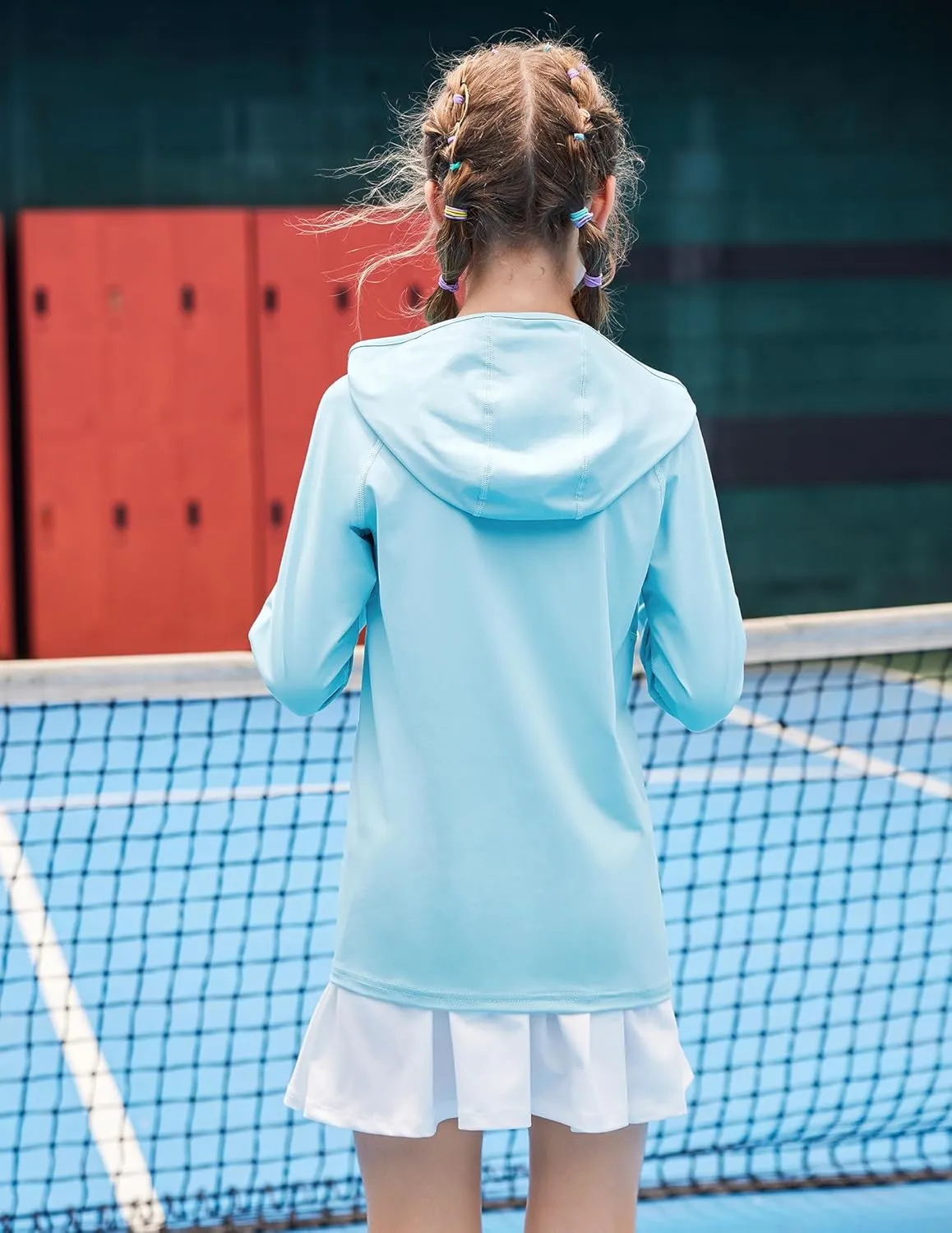 Zaclotre Kids UPF 50  Sun Shirt Girls Quick Dry Sun Protection Clothing Athletic Hoodie with Thumbholes