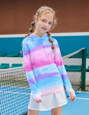 Zaclotre Kids UPF 50  Sun Shirt Girls Quick Dry Sun Protection Clothing Athletic Hoodie with Thumbholes